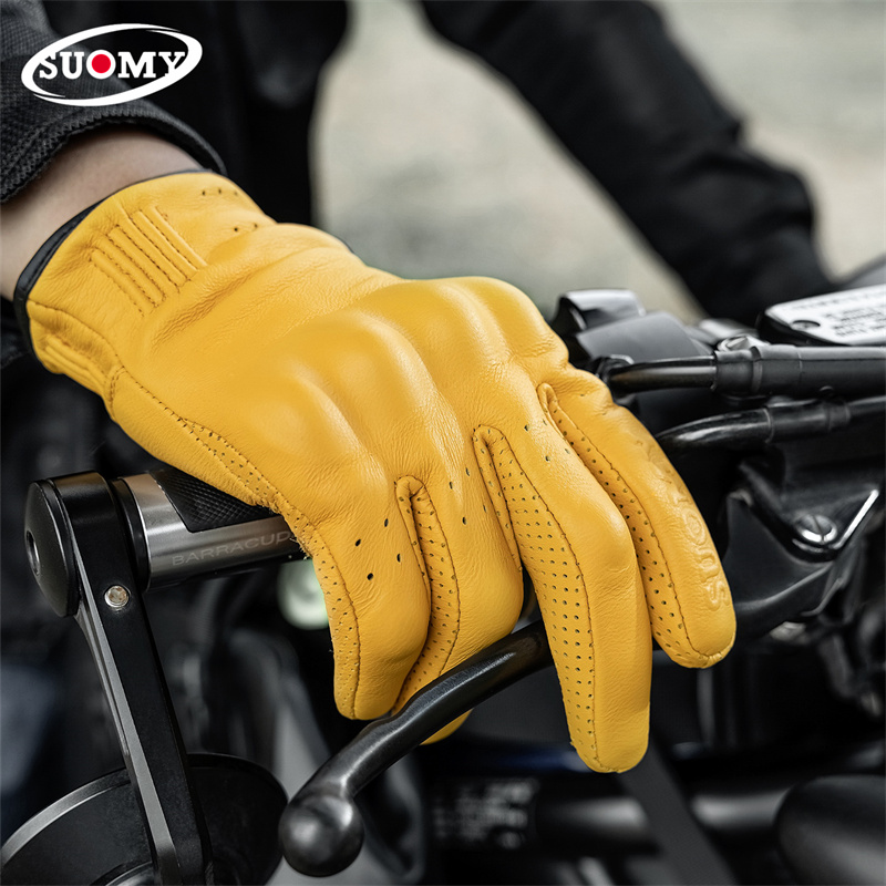 قفازات دراجات نارية من جلد الغ - مراجعة Yellow Cycling Gear وسعره