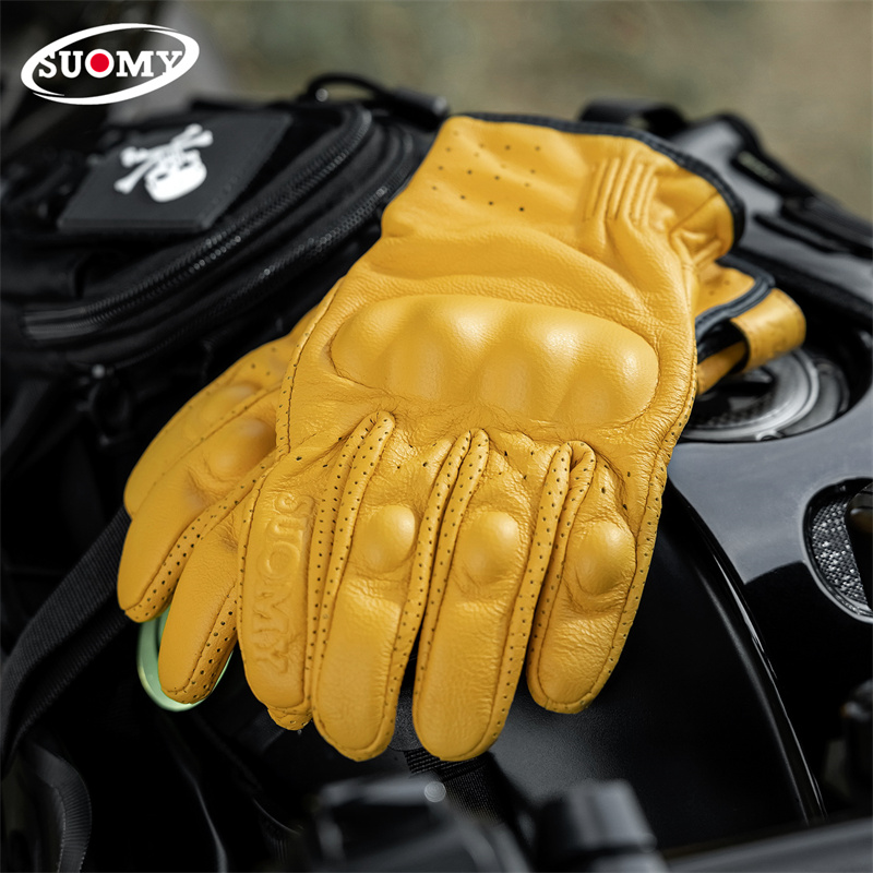 قفازات دراجات نارية من جلد الغ - مراجعة Yellow Cycling Gear وسعره