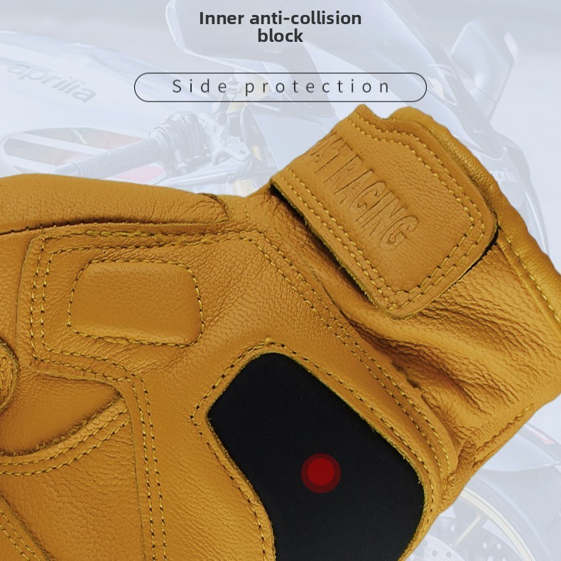 قفازات جلدية للدراجات النارية  - مراجعة Yellow Cycling Gear وسعره